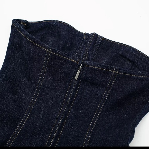 New, Denim Tube Top stretch Dress Summer Backless Sexy Midi Dress - Picture 12 of 15